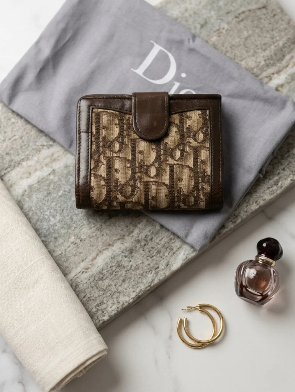 Authentic (COA) Vintage Christian Dior Trotter Wallet Kiss Lock with Dust Bag